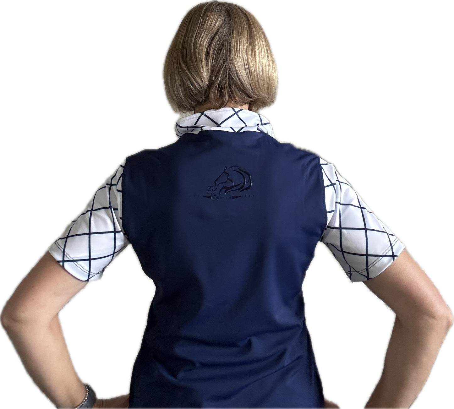 Women’s crisscross half-zip riding top from 2025 Collection with breathable fabric by PK Equine.