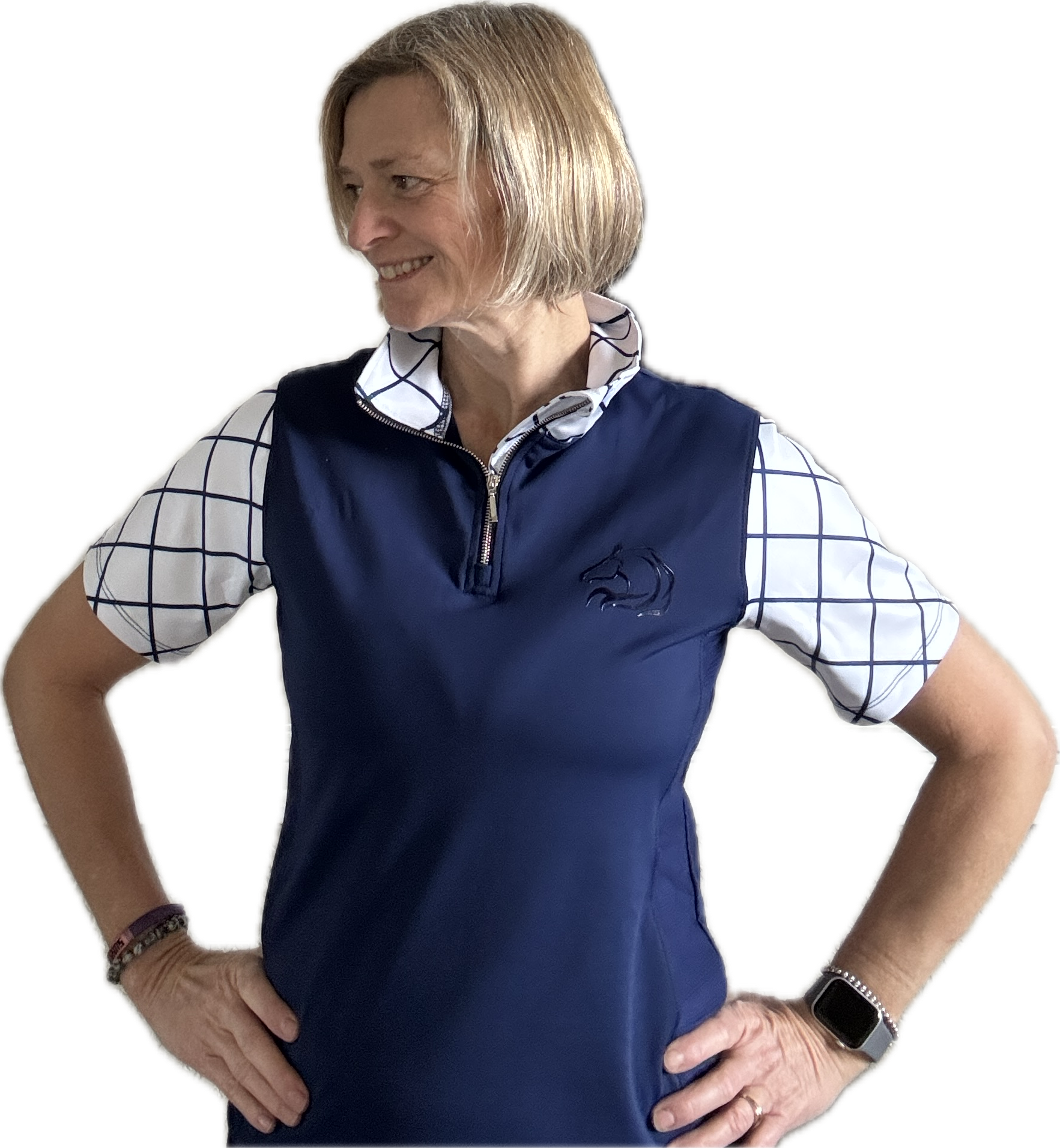 Women’s crisscross half-zip riding top from 2025 Collection with breathable fabric by PK Equine.