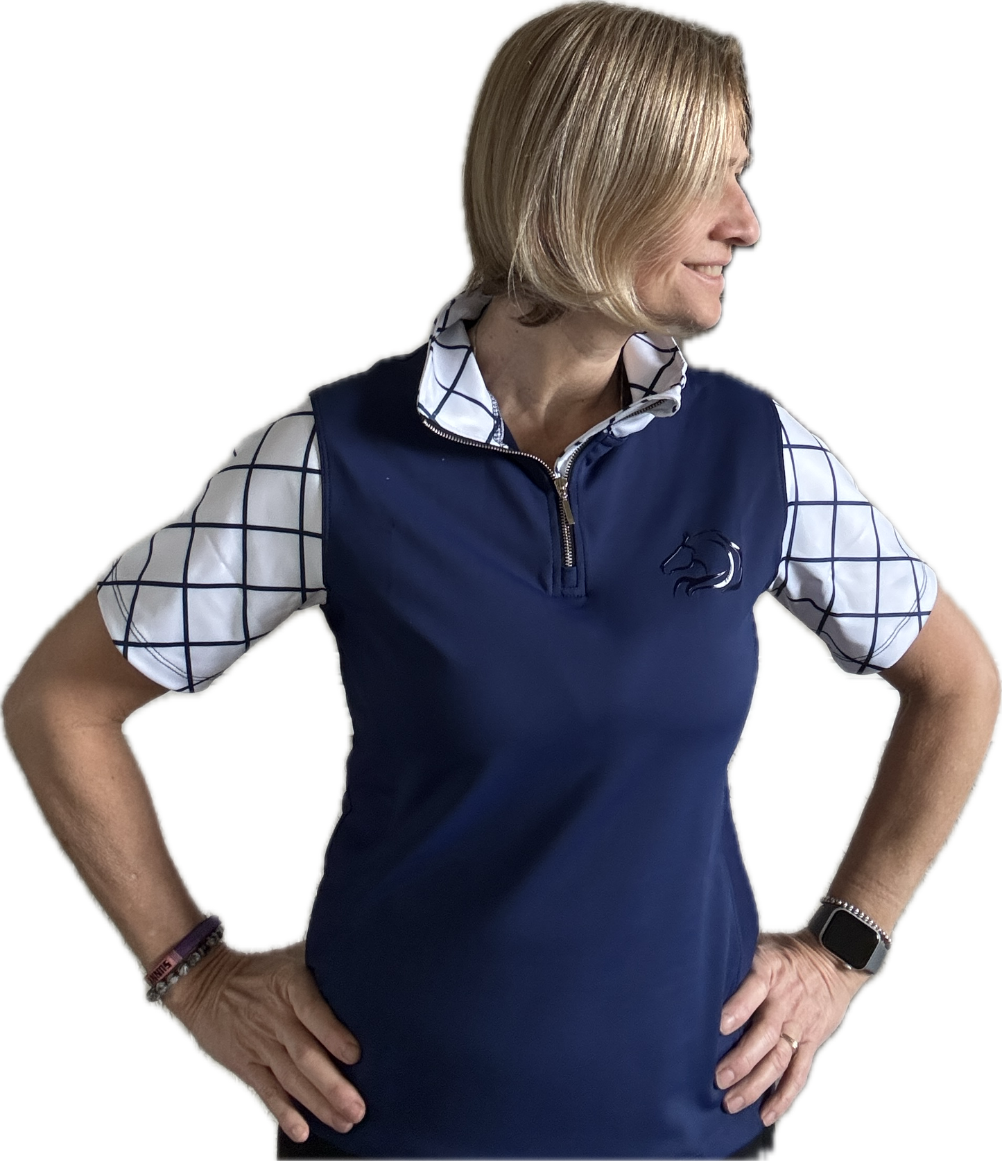 Women’s crisscross half-zip riding top from 2025 Collection with breathable fabric by PK Equine.