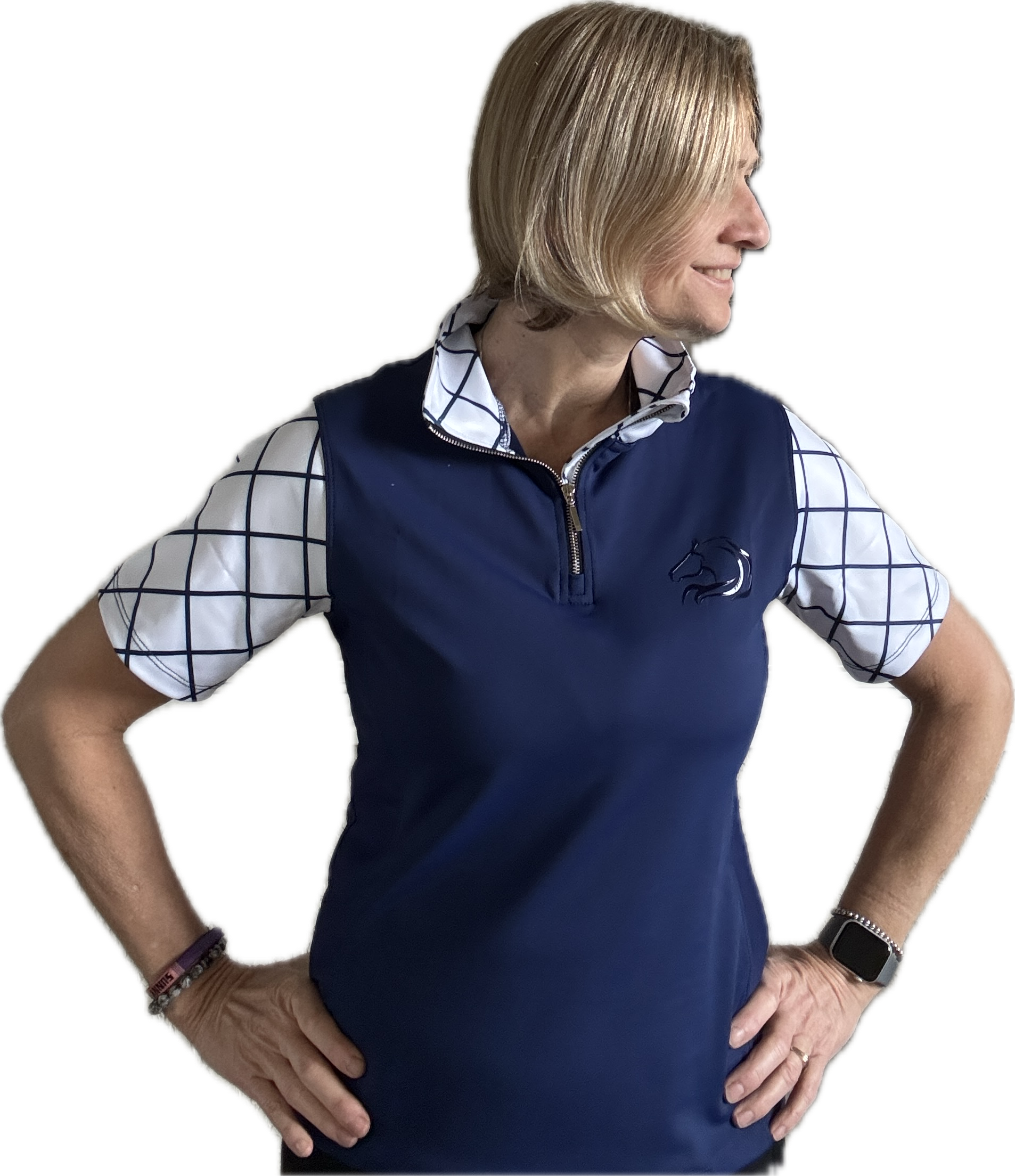 Women’s crisscross half-zip riding top from 2025 Collection with breathable fabric by PK Equine.