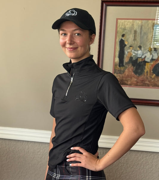 Women’s breathable mesh riding top from Unbridled Collection with stretchy fabric by PK Equine.

