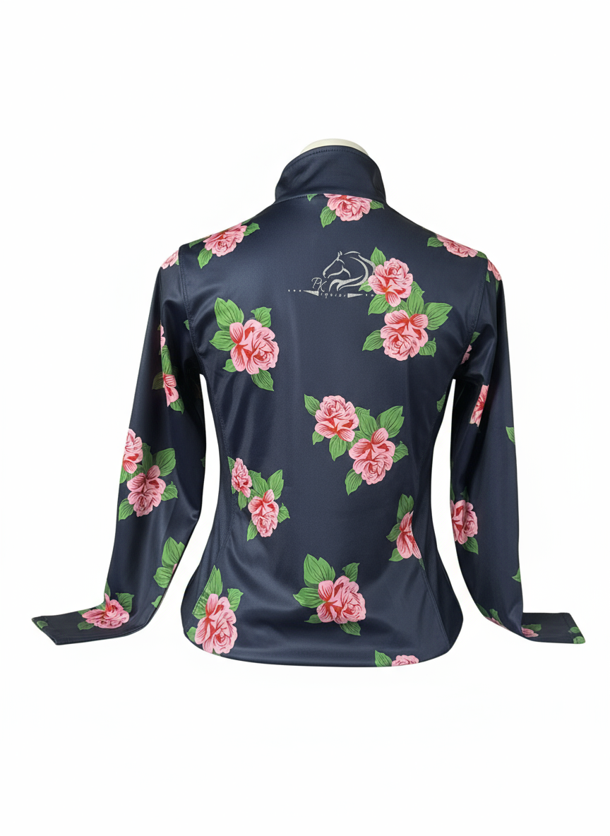 Women’s floral breathable mesh riding top with stretchy fabric by PK Equine. 
