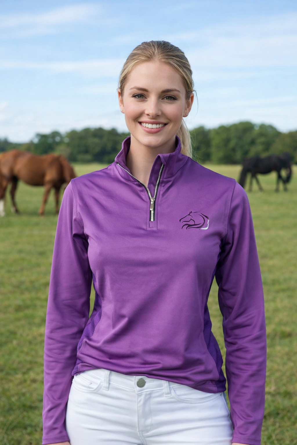 Women's Plum Purple Long Sleeve Riding Top - PK Equine