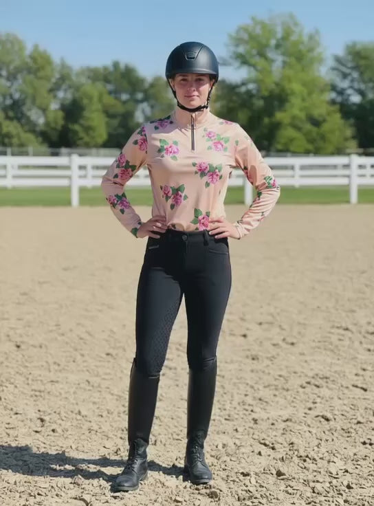 Women’s breathable mesh riding top Summer 2025 with stretchy fabric by PK Equine.